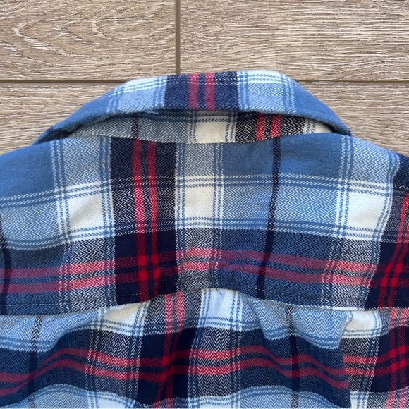 American Eagle Blue Red Plaid Flannel Button Down Shirt Sz XLT Cotton Casual - Picture 6 of 7